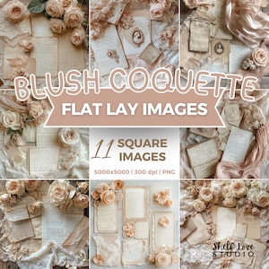Blush Coquette Photo Flaylay Bundle | Fundo do produto | Cartões de casamento ou noivado de mockup digital | Foto de estoque de mídia social png