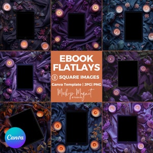 Purple Dark Romance eBook Social Media Post Bundle  | Bookstagram Templates | ipad & kindle Book Mockup | Canva Template | Instagram Flatlay