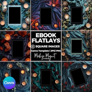 Blue Dark Romance eBook Social Media Post Bundle  | Bookstagram Templates | ipad & kindle Book Mockup | Canva Template | Instagram Flatlay