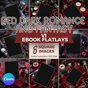 Red Dark Romance and Fantasy eBook Mockup Bundle | Bookstagram Templates for Horror Vibes | ipad & kindle Book Flatlay Mockup | Social Canva
