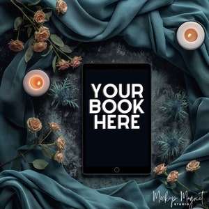 Blue Dark Romance eBook Social Media Post | Bookstagram Template Dark Romance | ipad or kindle Book Flatlay Mockup | Canva Template