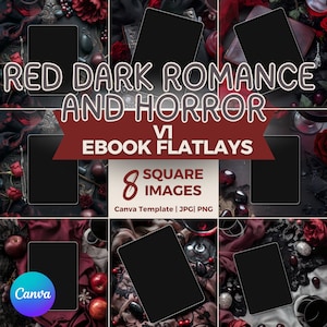 Red Dark Romance and Horror eBook Mockup Bundle | Bookstagram Templates for Autumn Vibes | ipad & kindle Book Flatlay Mockup | Social Canva