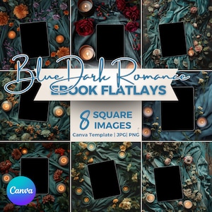 Blue Dark Romance eBook Social Media Post Bundle  | Bookstagram Templates | ipad & kindle Book Mockup | Canva Template | Instagram Flatlay