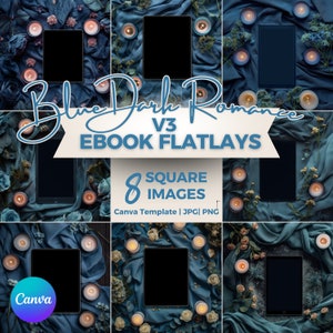 Blue Dark Romance eBook Social Media Post Bundle  | Bookstagram Templates | ipad & kindle Book Mockup | Canva Template | Instagram Flatlay