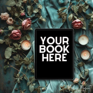 Green Woodland Romance eBook Social Media Post | Bookstagram Template Dark Romance | ipad or kindle Book Flatlay Mockup | Canva Template