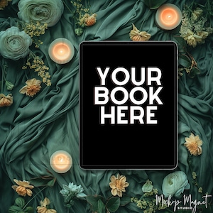 Green Woodland Romance eBook Social Media Post | Bookstagram Template Dark Romance | ipad or kindle Book Flatlay Mockup | Canva Template