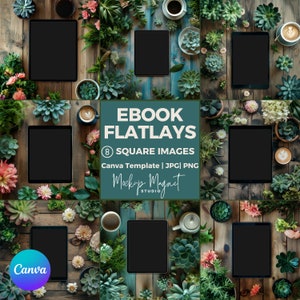 Chic Succulent Ebook Mockup Bundle  | Romance Bookstagram Canva Templates | ipad or kindle Instagram | Blogger or Author Social Media Post