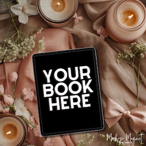 Coquette eBook Mockup Flatlay | Romantic Bookstagram Canva Template | ipad or kindle Book Instagram | Blogger or Author Social Media Post