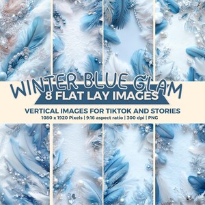 Paquete de fotos verticales de Glam Blue Winter / Fondo de producto vertical / Maqueta / Imagen de archivo de redes sociales / Reels Ticktok Stories 9:16