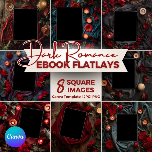 Red Dark Romance eBook Mockup Social Media Post Bundle  | Bookstagram Templates | ipad & kindle Book | Canva Template | Instagram Flatlay