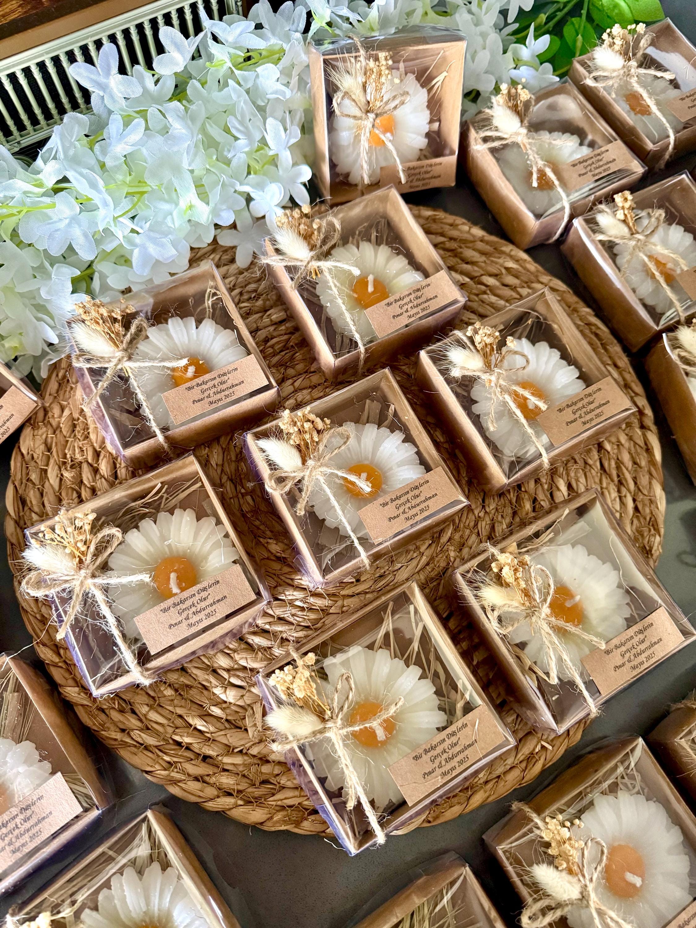 Personalized Lotus Flower Wedding Candle Favors: Rustic Eucalyptus ...