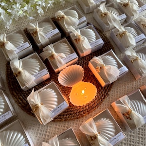 Wedding Candle Favors, Rustic Sea Shell Candle Gifts, Baptism Candle Favors, Engagement Gifts, Beach Wedding Favors, Personalized Candle