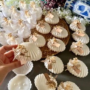 Wedding Candle Favors, Rustic Sea Shell Candle Gifts, Baptism Candle Favors, Engagement Gifts, Beach Wedding Favors, Personalized Candle