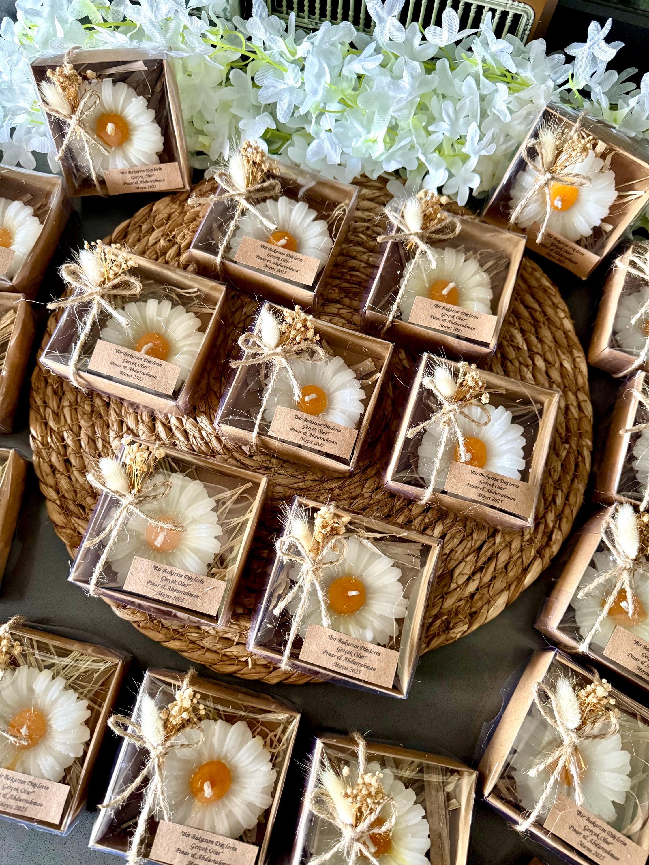 Personalized Lotus Flower Wedding Candle Favors: Rustic Eucalyptus ...