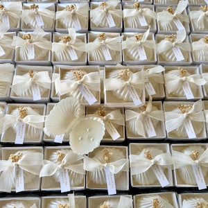 Wedding Candle Favors, Rustic Sea Shell Candle Gifts, Baptism Candle Favors, Engagement Gifts, Beach Wedding Favors, Personalized Candle