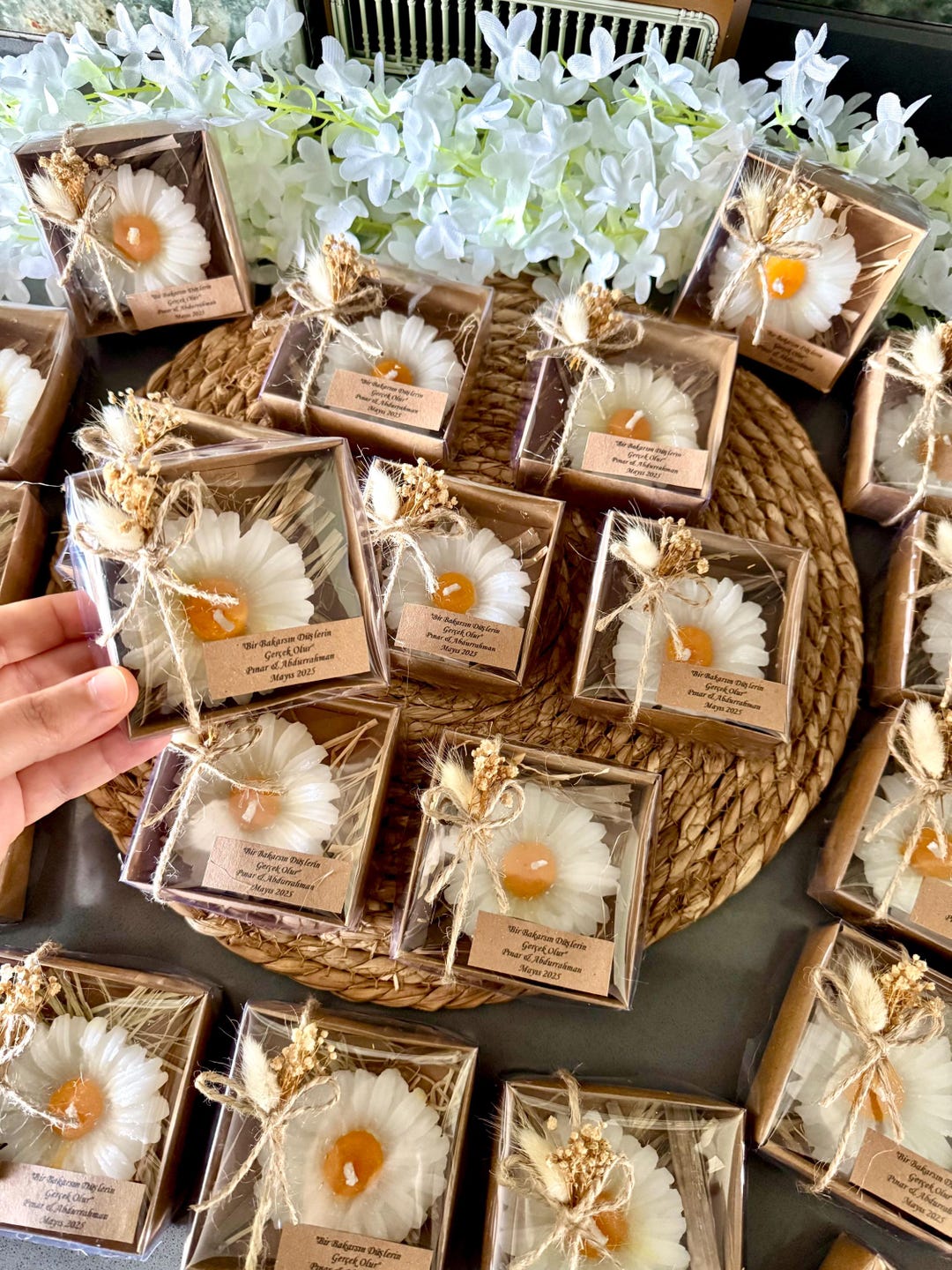 Personalized Lotus Flower Wedding Candle Favors: Rustic Eucalyptus ...