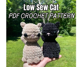 Low Sew Cat Crochet PATTERN, Crochet PDF Pattern, Digital Pattern, Low Sew Pattern, Downloadable Crochet Pattern, Crochet Kitty