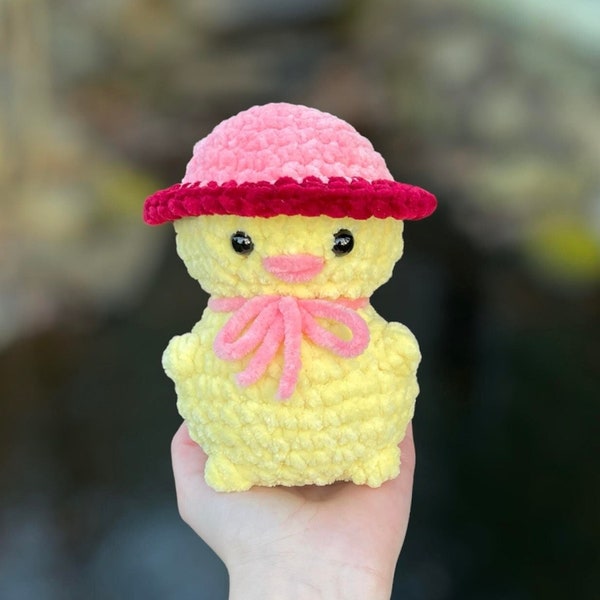 Customizable Crochet Chick Plushie | Handmade Stuffed Animal | Chick With Hat | Amigurumi Plushie | Cute Crochet Chick