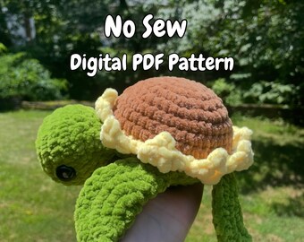 No Sew Flower Turtle Crochet Pattern, Crochet PDF Pattern, Digital Pattern, Downloadable Crochet Pattern, Sunflower Turtle