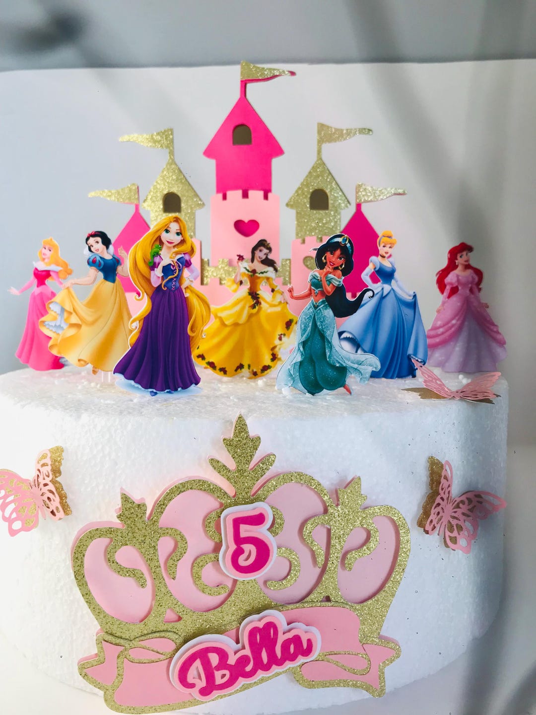 8PCS Pearl Bowknot Cake Toppers - Fishtail Gauze Princess Cake Decorations