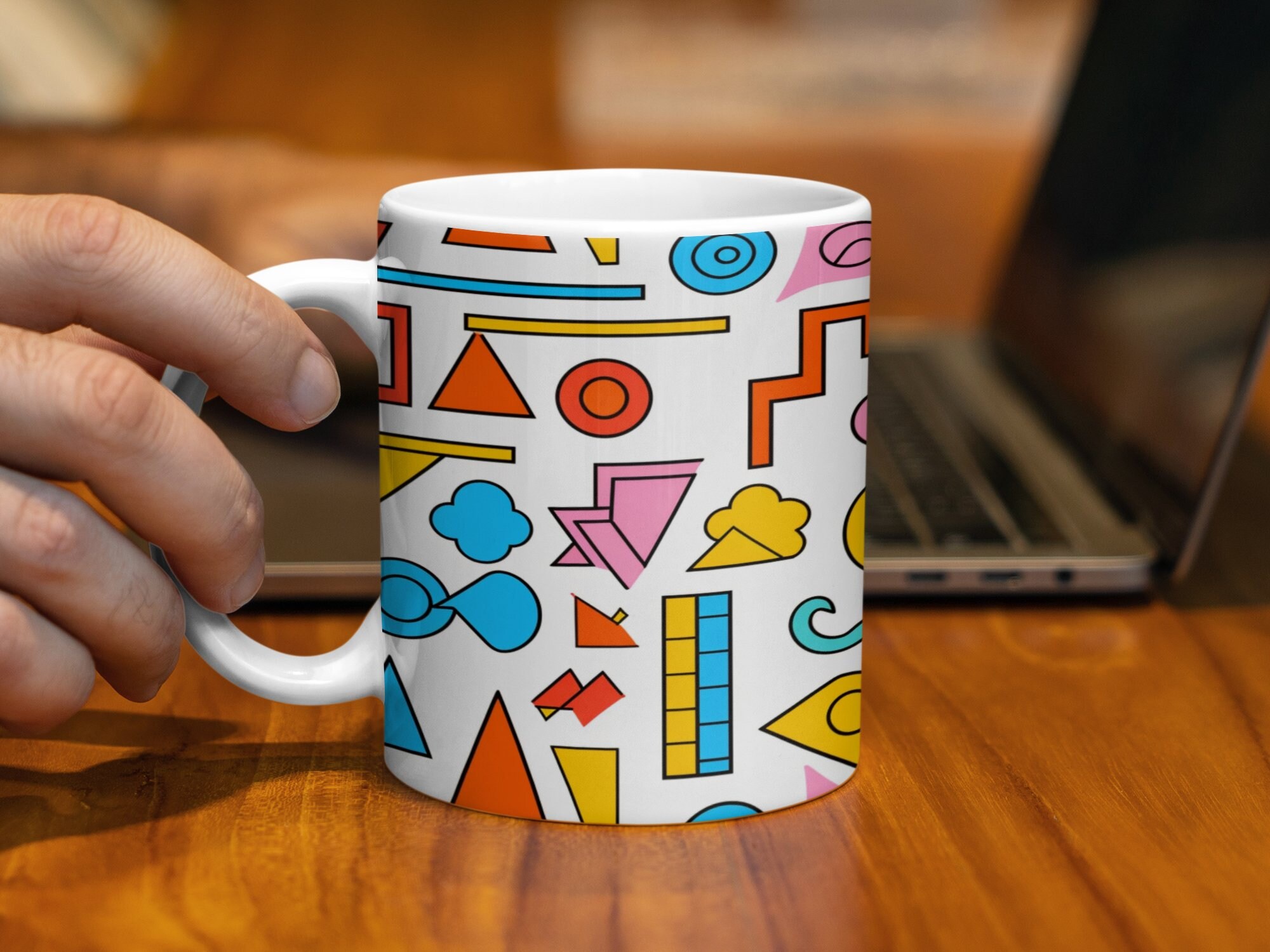 Geometric Shapes Coffee Mug, Colorful Abstract Art, Modern Design - Etsy