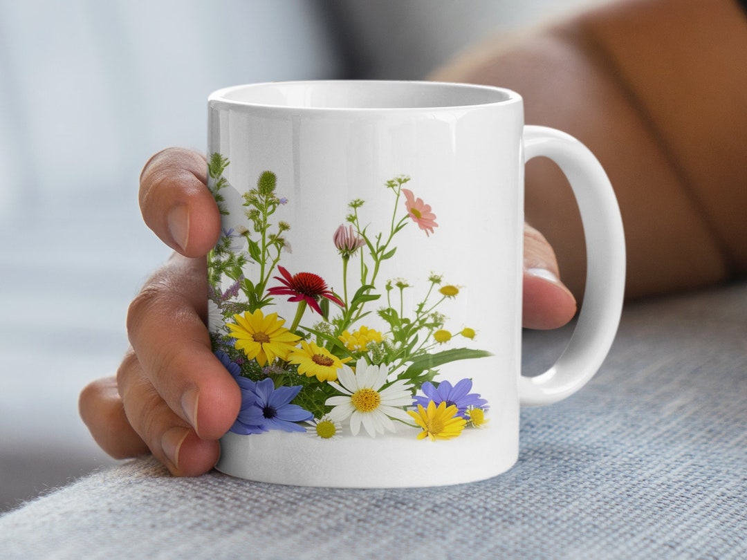 Floral Mug, Colorful Wildflower Coffee Cup, Gift for Nature Lover ...