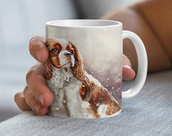Watercolor Cavalier King Charles Spaniel Mug, Dog Lover Coffee Cup, Pet Portrait Drinkware, Gift for Animal Lovers