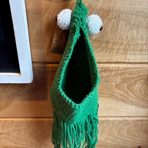 Green Crochet YipYip Hanging Basket with Fringe