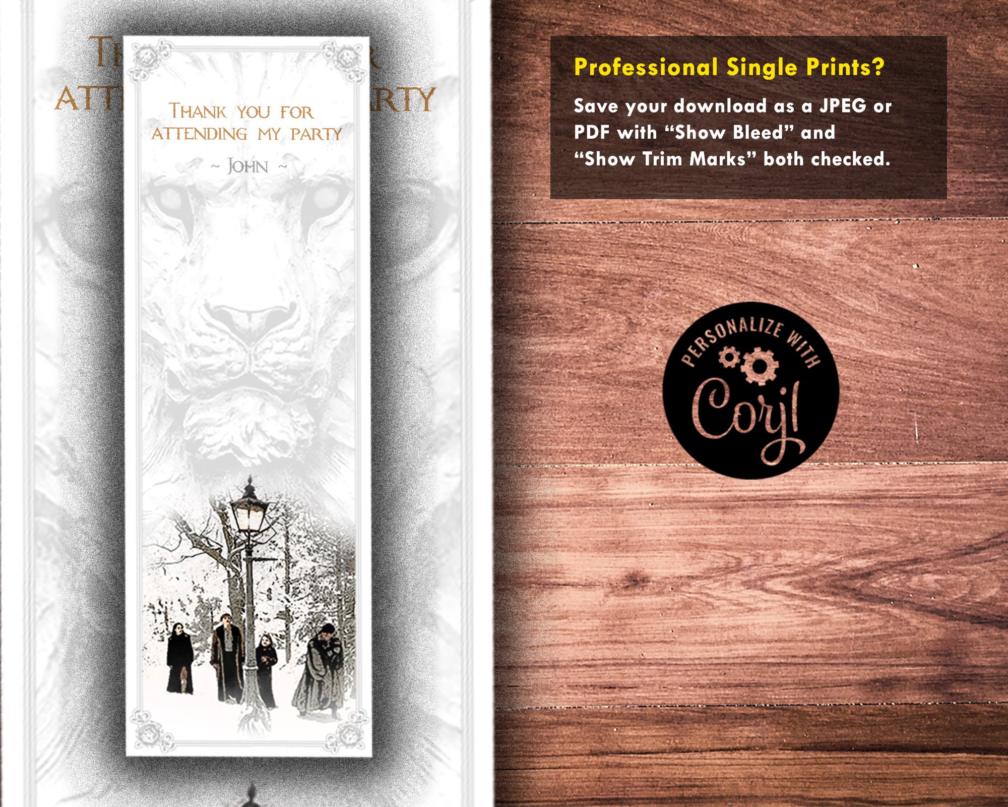 Editable Narnia Party Bookmark Template, Birthday Party Decor, Instant ...