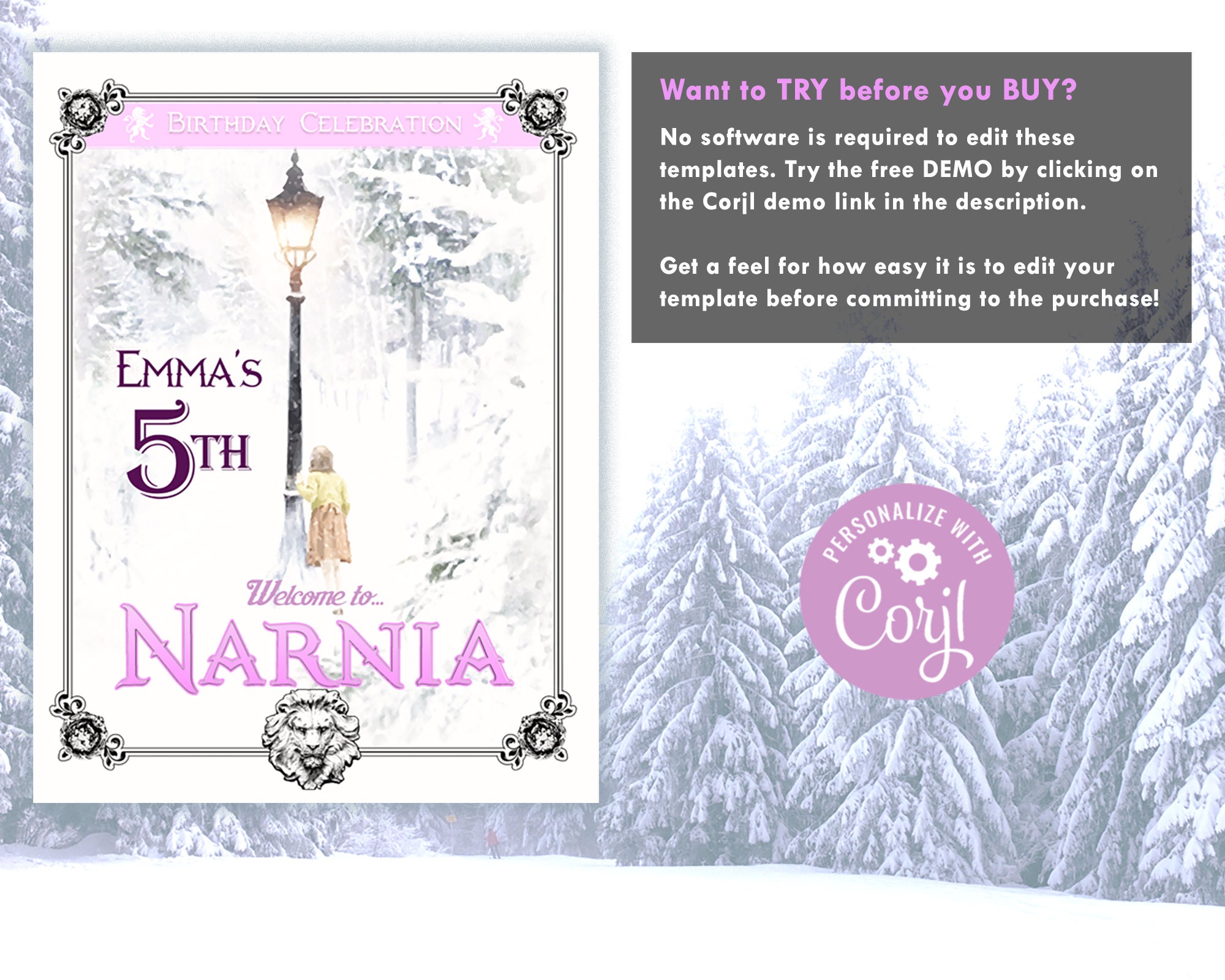 EDITABLE Narnia Birthday Party Welcome Sign Template, Narnia Party ...