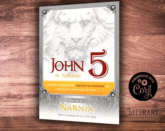 Faire-part de fête de Narnia MODIFIABLE, invitation de fête d'anniversaire de Narnia, décoration de fête d'anniversaire de Narnia, Evite, téléchargement immédiat, CON-0033