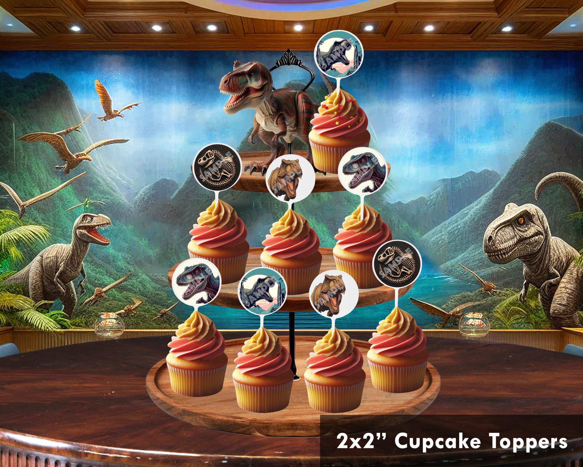 Jurassic Park Cupcake Topper Design Templates, Dinosaur Cupcake Topper ...