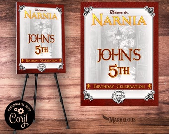 EDITABLE Narnia Birthday Party Welcome Sign Template, Narnia Party Welcome Template, Narnia Birthday Party Decor, Instant Download, CON-0006