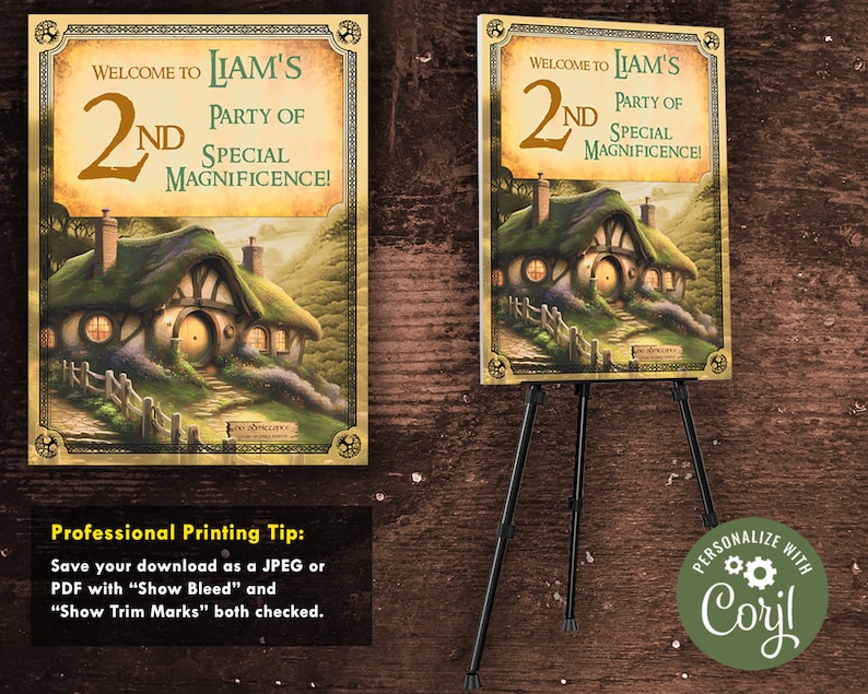 Editable Lord of the Rings Hobbit Welcome Sign for Birthday Party ...