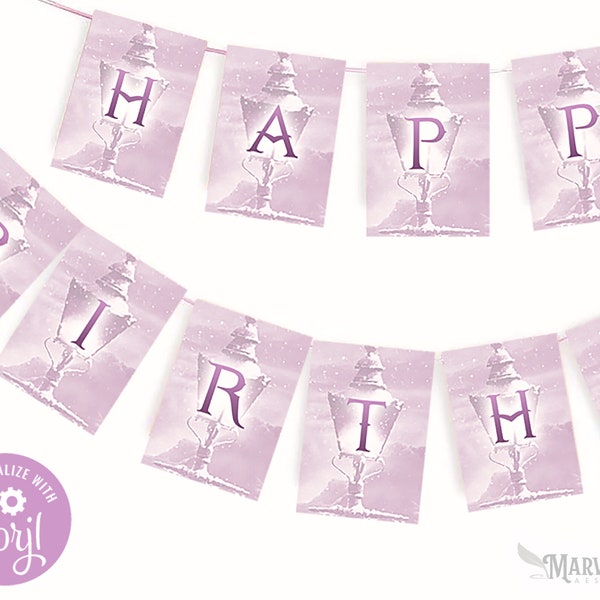 EDITABLE Narnia Happy Birthday Banner Template, Happy Birthday Banner, Narnia Birthday Party Decor, Birthday, Instant Download, CON-0009