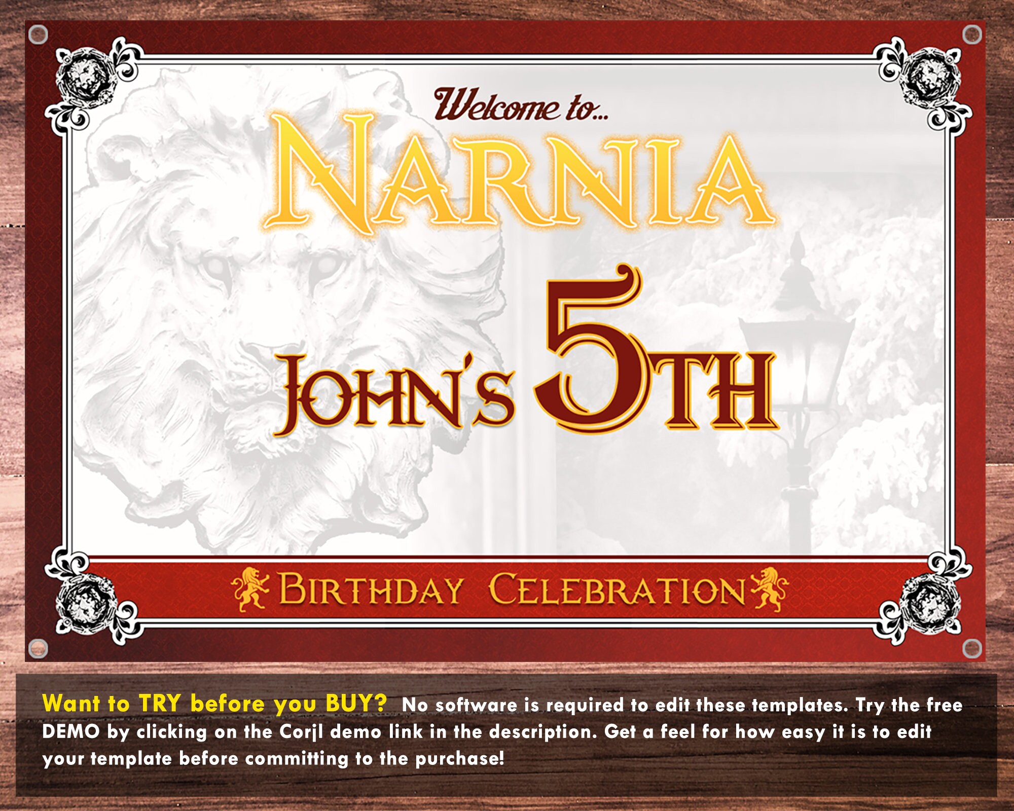 Narnia Welcome Birthday Banner EDITABLE Template, Birthday Celebration ...