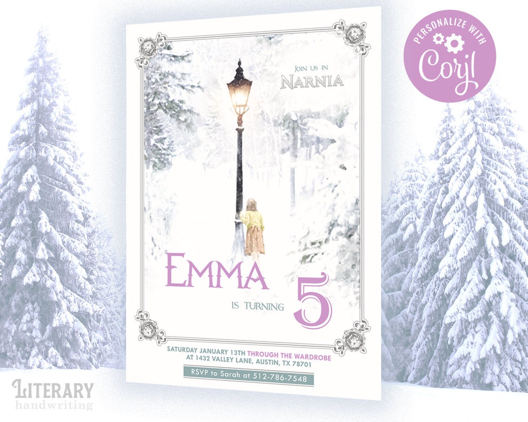 Editable narnia party invitation narnia birthday party invite narnia