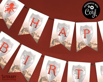 EDITABLE Narnia Happy Birthday Banner Template, Happy Birthday Banner Template, Narnia Birthday Party Decor, Instant Download, CON-0008