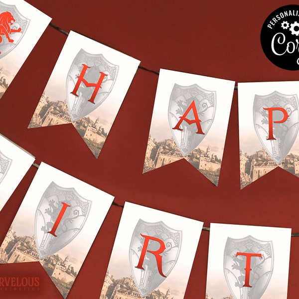 EDITABLE Narnia Happy Birthday Banner Template, Happy Birthday Banner Template, Narnia Birthday Party Decor, Instant Download, CON-0008