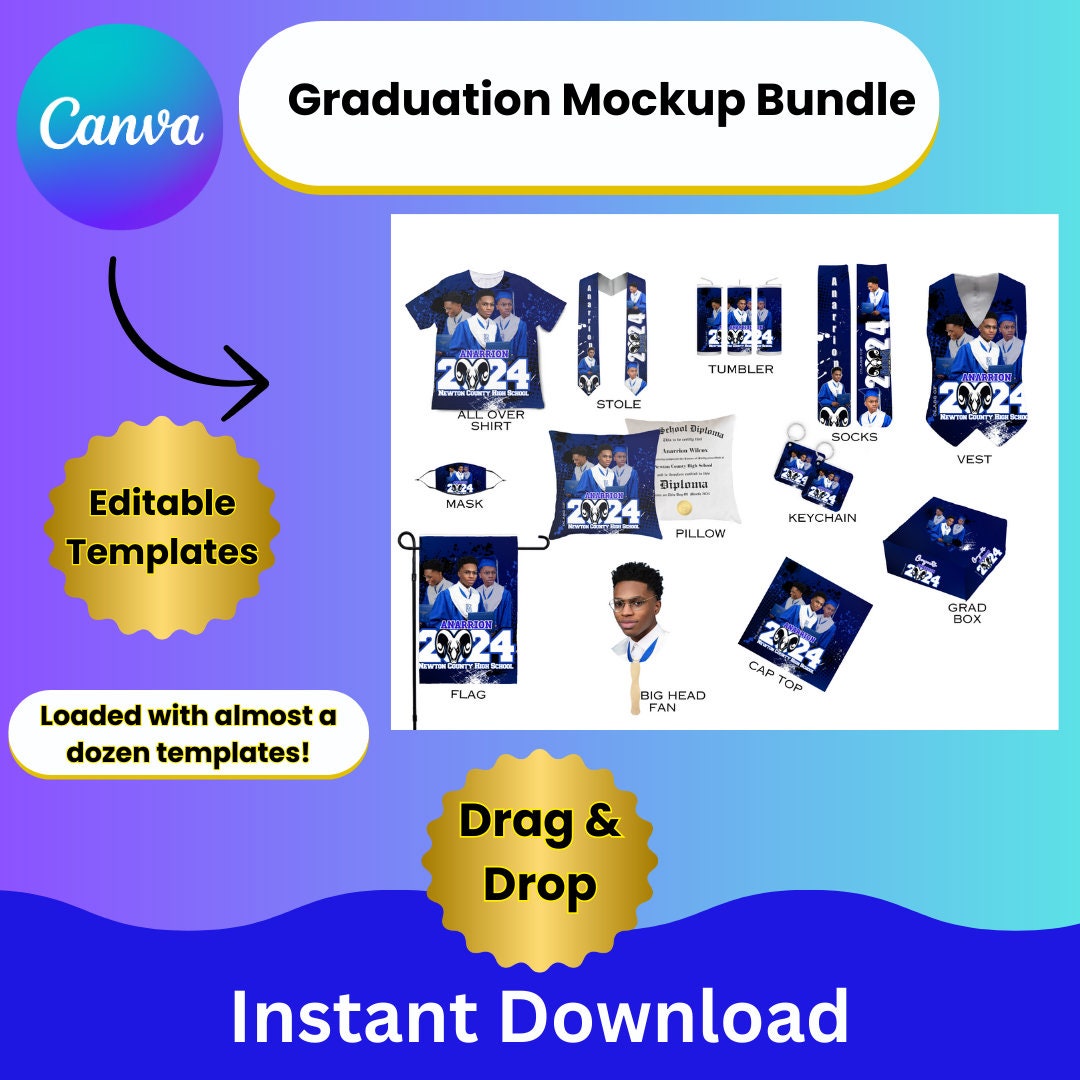 Graduation Rivan Mockup Editable Graduation Mockup Templates CANVA ONLY - Etsy