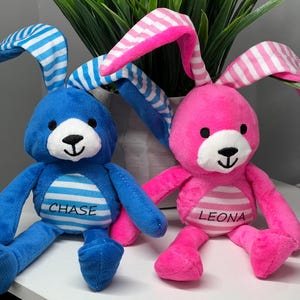 Gepersonaliseerde paashaas: knuffelkonijn, paasmandcadeau