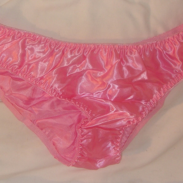 New Pink Satin Bikini Panties Size Large