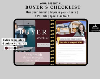 Real Estate Seller Buyer's Checklist| Easy To Use 1 pg Buyer's Checklist| Next Steps of Escrow, Under Contract, Accepted Offer and Closing.