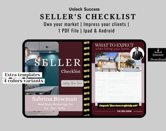 Real Estate Seller Listing Checklist| Easy To Use 1 pg Sellers Checklist| Next Steps of Escrow, Under Contract, Accepted Offer and Closing.