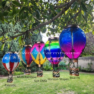 Embossed Glass Flashing Lantern Solar Powered Hot Air Balloon, Yard Art, Choose STYLE