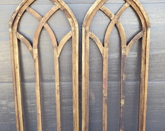 Large Farmhouse Arch Wood Rustic Wall Decor Halstead Set of 2, 46&quot; H CHOOSE Color