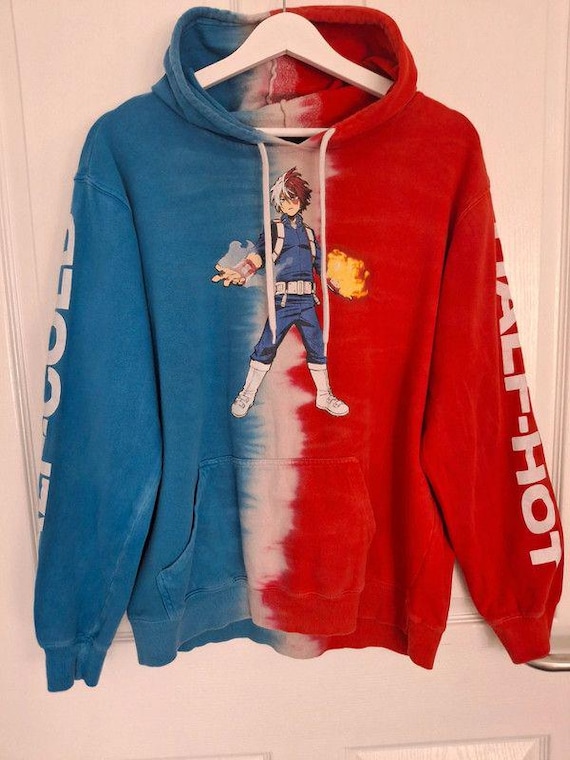 Hot Topic My Hero Academia Todoroki Hoodie L Anime Tie Dye Half