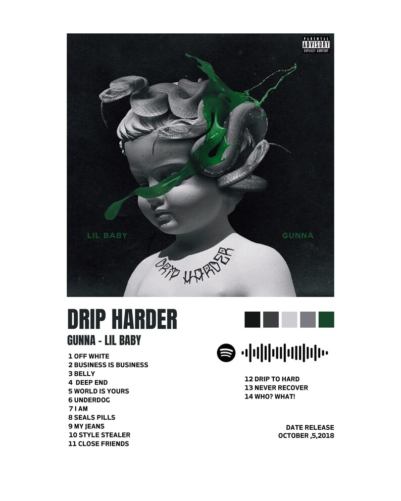 Poster Drip Harder Gunna-lil Baby Canvas Spotify - Etsy