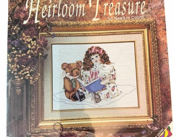 New Vintage Heirloom Treasure Story Time Cross Stitch Kit 5249 11 X 14 Doll Bear