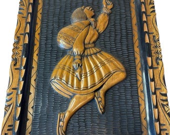 Vintage Relief Wood Carved Gallery Wall Art Picture Panel Social Justice Freedom